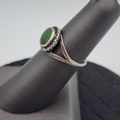 Vintage Sterling Silver Green Turquoise Ring Split Shank Sz 5.5 Southwest Matrix
