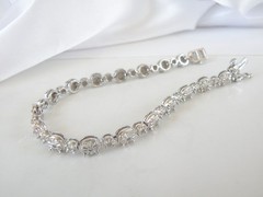 Vintage Sterling Silver 925 Natural Diamond Tennis Bracelet Fits 7.5″