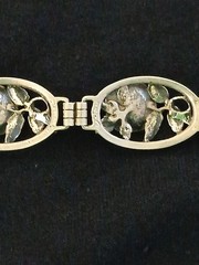 DANECRAFT Vintage Sterling Silver Floral Rose and Leaf Oval Link Bracelet RARE *