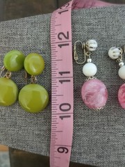 Vintage Earring Lot Pink and Green Clip Ons Screwback Lot of 4 Pairs Earrings