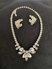 Weiss Necklace Earrings Brilliant Round Smoky Rhinestone Vintage Jewelry