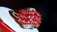 10k yellow gold ring 1.40ct natural, treated ruby size 8 vintage 4.27gr N3724