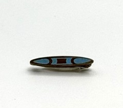 Antique Blue Guilloche Enamel Lingerie Pin Art Deco Bar Brooch Brass 21mm