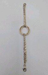 FAS Vtg Sterling 925 Oval Ring 2 Strand Flat Marquise Shape Link Chain Bracelet