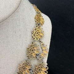 Vintage Monet Bib Necklace Runway Cleopatra Gold Tone Signed 17”
