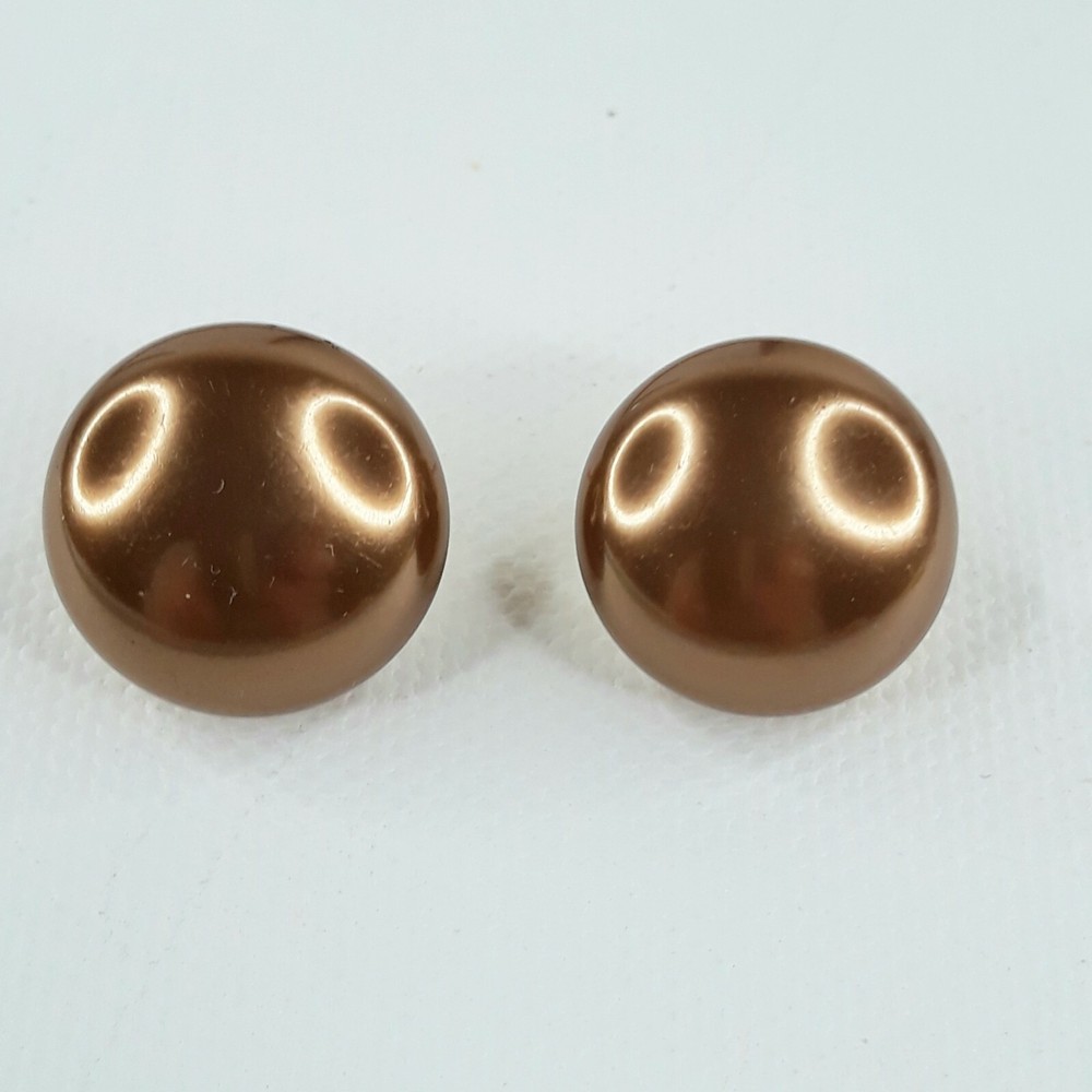CAROL LEE Earrings Post Stud Button Brown Vintage Everyday Jewelry