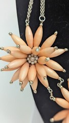 MCM Peachy Pink Large Triple Floral Statement Necklace