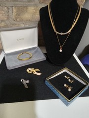 Avon Jewlery Lot Necklace Bracelet Brooches and Earrings Gold Tone