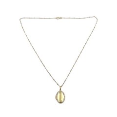14k White Yellow Gold Locket w/18″ 14k White Gold Chain Yellow Gold Beads #J7354