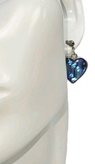 Vintage Paua Shell Heart Shaped Dangle Drop Earrings For Pierced Ears | 5/8″