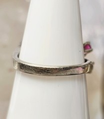 Vintage GOTHIC Kinsley & Sons Inc. 14K White Gold Diamond Ruby Ring 1940s Rare