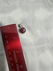 Red Gemstone Pendant From Mexico 925 Silver 3/4 Inches Long 1/2 Inch Wide ￼￼