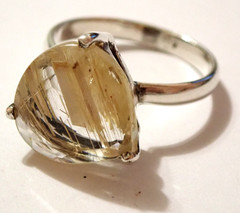 3 Rings S9 Rutilated Quartz S10.5 Blue Stone S12 Bar 925 Sterling Silver 10.6g