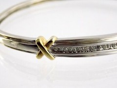Abraham David Lowenstark Sterling Silver Diamond Hinged Bracelet ADL 925 7 Inch