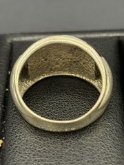 Vintage Sterling Silver Mother Pearl Onyx Dome Ring 6 Grams Size 7.5 D7