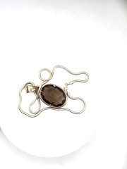 Italian Sterling 925 and Smoky Topaz Necklace 1/25″ faceted Topaz Stone
