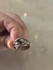 Vintage Sterling Silver Ring With Diamond And Sapphire Stones