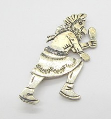 BCT 925 STERLING SILVER DANCING HOPI NAVAJO KACHINA BROOCH 62x25MM ~ 11.4 G
