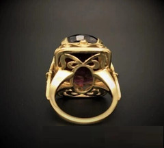 Oval Cut 5.50CT Lab Created Garnet Vintage Art Deco Ring 14K Yellow Gold Plated