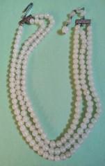 Vintage JAPAN Signed Multi Stranded GLASS Beaded Choker Necklace in Silver Tone