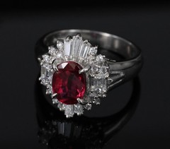 Fine 1.22ct GIA Certified Ruby & 0.54ct Diamond Platinum Ring, Size 4.75