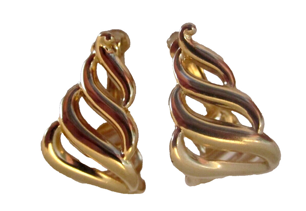 Vintage Napier Twisted Gold Tone Screw Back Clip on Earrings