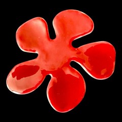 Enamel Flower Brooch Pilgrim Red Pop Art Abstract Flower Pin Vintage Denmark