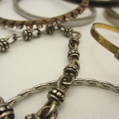 Vintage Bracelet Bangle Lot Silver Tone Alpaca Gold Tone Rhinestone