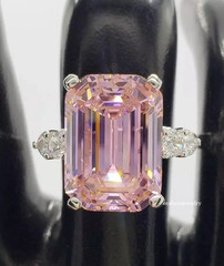 8.4 Ct Emerald Cut Pink Sapphire Diamond Engagement Ring 14K White Gold Plated
