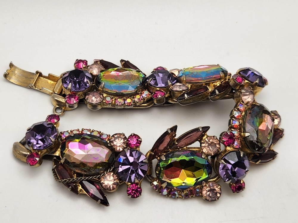 Vintage Juliana D&E Purple Watermelon Heliotrope 5 Link Bracelet Verified