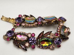 Vintage Juliana D&E Purple Watermelon Heliotrope 5 Link Bracelet Verified