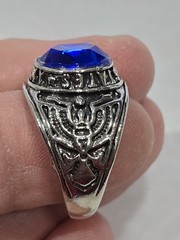 4pc Lot Size 12 Men US Army Military Rings Blue Sapphire Simulated Stone Bulk