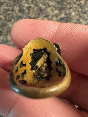 1920s Antique Egyptian Revival Czech Glass Pharaoh Ring Neiger Style Sz 5