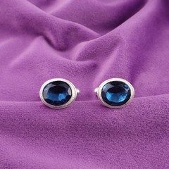 Sterling Silver London Blue Topaz Gemstone Statement Classic Luxury Cufflinks