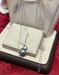 Vintage Two Tiny Hearts Pendant Necklace Neclace Link Necklace 16″L + 2″ Ex