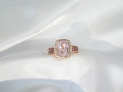 Rose Gold on Sterling Silver 925 Natural Irradiated Morganite Size 6 Ring