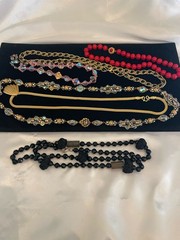 VTG NECKLACE LOT Rhinestones AB Pink Clear Red Black Gold Tone VOGUE NAPIER