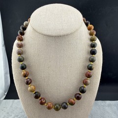 Modern Picasso Jasper Necklace Beaded 18”