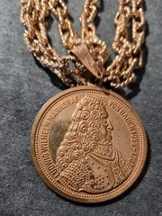 Miriam Haskell Gold Tone Double Sided Coin Pendant AND Dauplaise NECKLACE