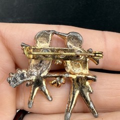 Vintage Brooch Pink Love Birds Gold Tone Enamel Lightweight