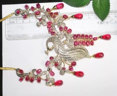 5.50ct Rose Cut Diamond 925 Sterling Silver Ruby Victorian Look Necklace Set