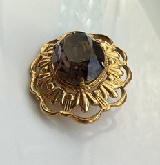 Vintage Soviet gold-plated brown brooch pin