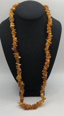 Vintage Rough Amber Chip Necklace 30” No Clasp Approx 1/2” Wide Boho
