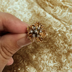 Vintage Brutalist Ring 14k Yellow Gold Diamond Chip Estate Abstract Band Size 8
