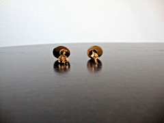 VINTAGE 1970s HANDMADE TIGER’S EYE CABOCHON YELLOW GOLD PLATED STUD EARRINGS