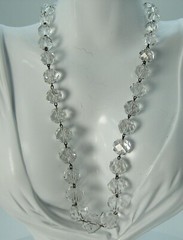 Gorgeous Vintage Deco Sterling Faceted Graduated Crystal Chain Link Necklace 18″