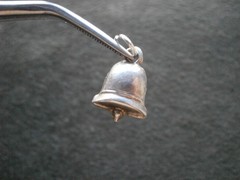 Small Plain Simple Bell Vintage Puffed Sterling Silver Bracelet Charm Pendant