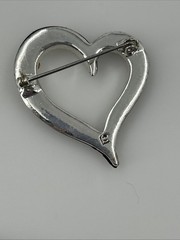 Vintage Liz Claiborne Open Heart Black Enamel Rhinestone Brooch