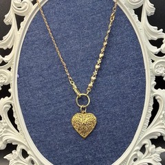 Vintage 12k Gold Filled Pocket Watch Fancy Chain FOB, Swivel Dog Clip, Heart