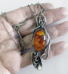 POLAND STERLING PENDANT NECKLACE, 70MM or 2 3/4 INCH PENDANT, STERLING BAR CHAIN
